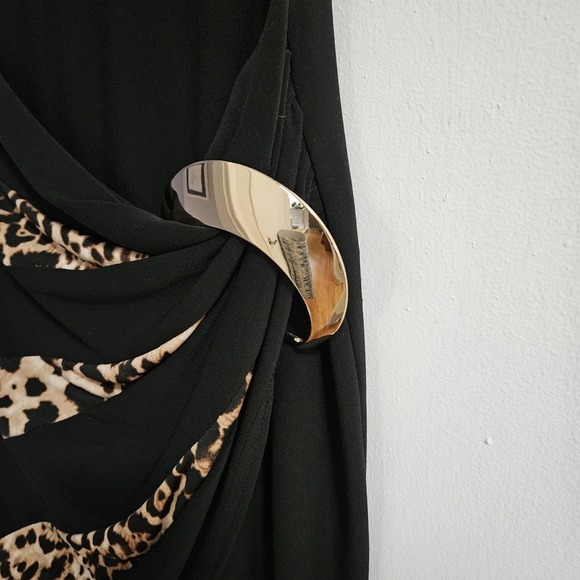 Joseph Ribkoff Black Dress with Leopard Accents - Picture 3 of 4